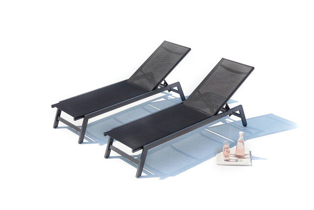 Stackable aluminum sunbed 55 cm wide with wheels