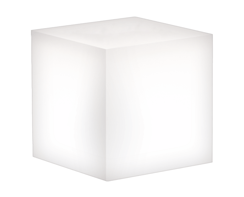 Arredo luminoso cubico in polietilene satinato altezza 40 cm