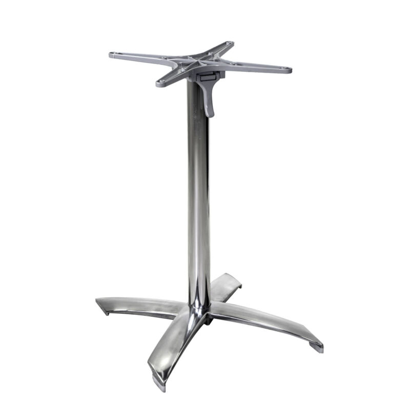 Tilting cross table base 72 cm in aluminium with asymmetrical foot