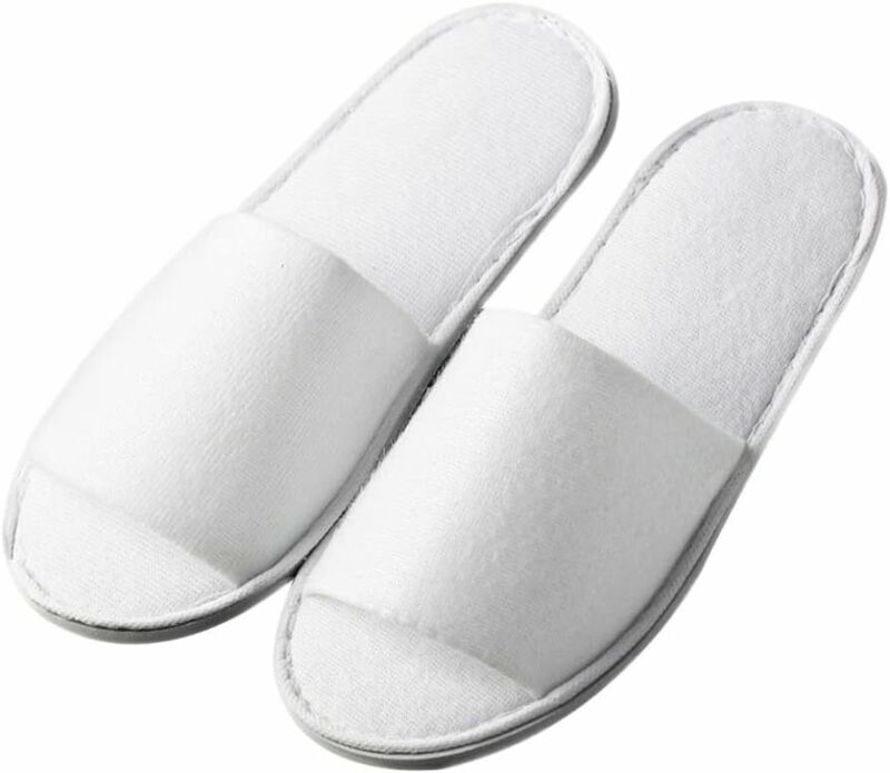 White polyester padded open bedroom slipper with 5 mm EVA insole