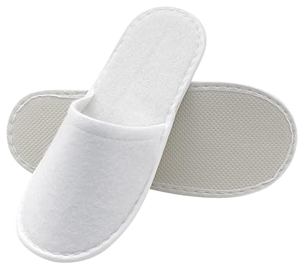 White closed padded polyester bedroom slipper with 3 mm EVA insole