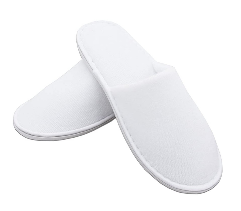 White polyester padded closed bedroom slipper with 5 mm EVA insole