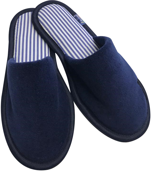 Blue chenille striped closed padded bedroom slipper with 5 mm EVA insole