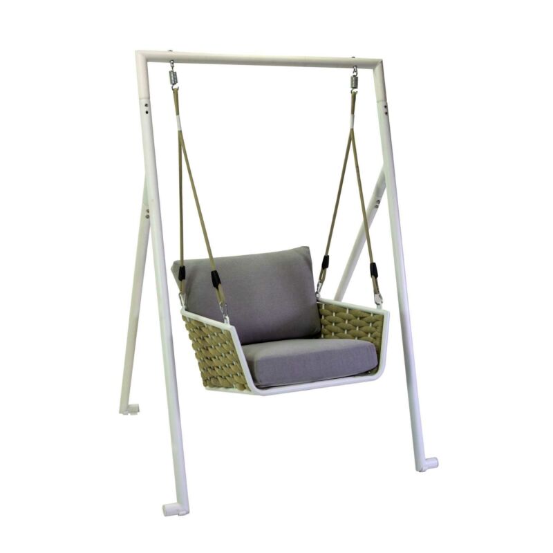 Aluminium swing seat and woven rope basket 120x187 cm