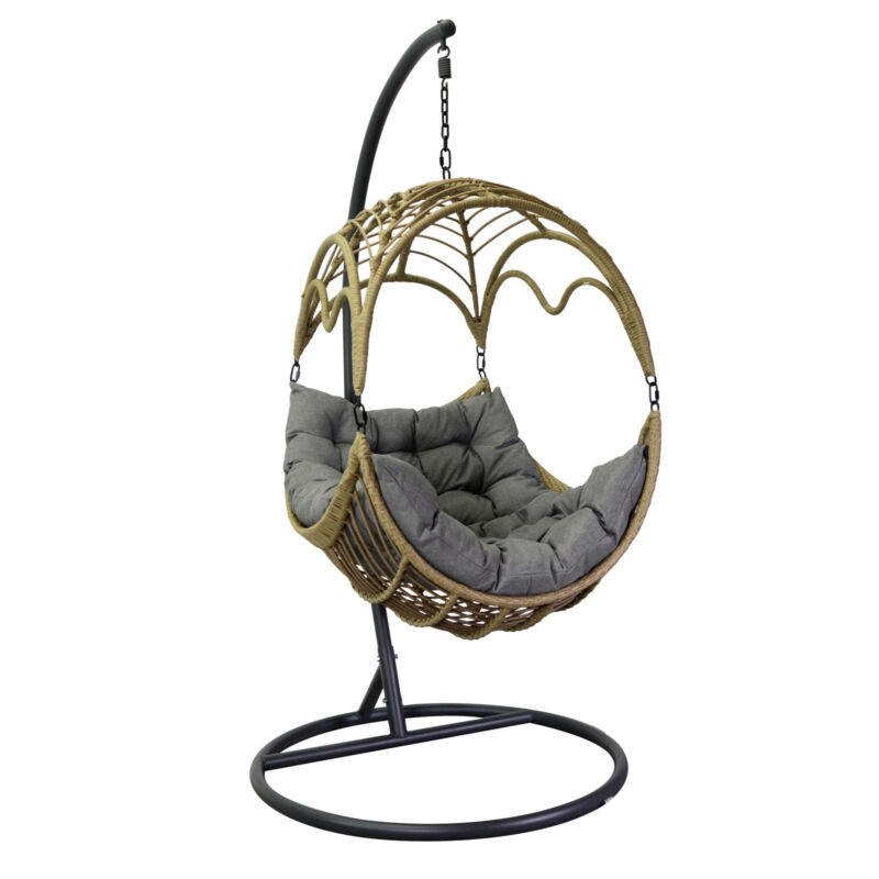 Single egg double suspension swing in metal and polyrattan basket 90 x 94 cm