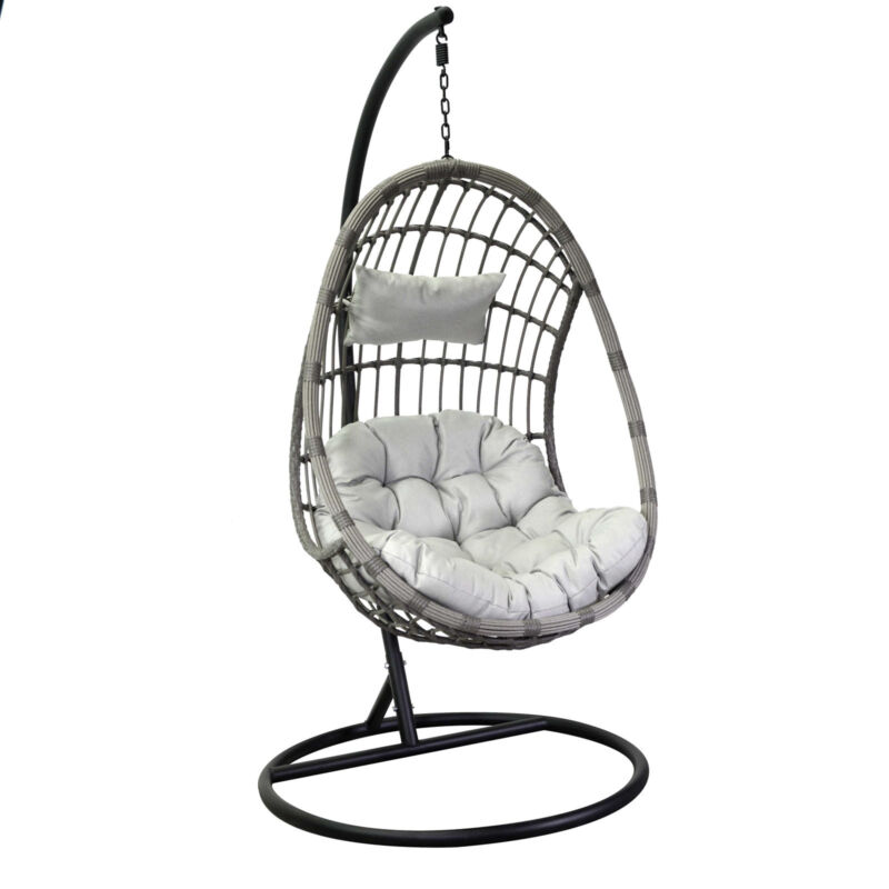 Single egg swing in metal and polyrattan basket 90 x 78 cm