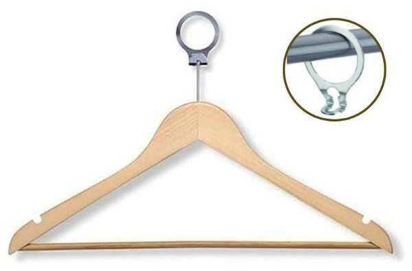 Wooden hanger with anti-theft hook ring 38 mm