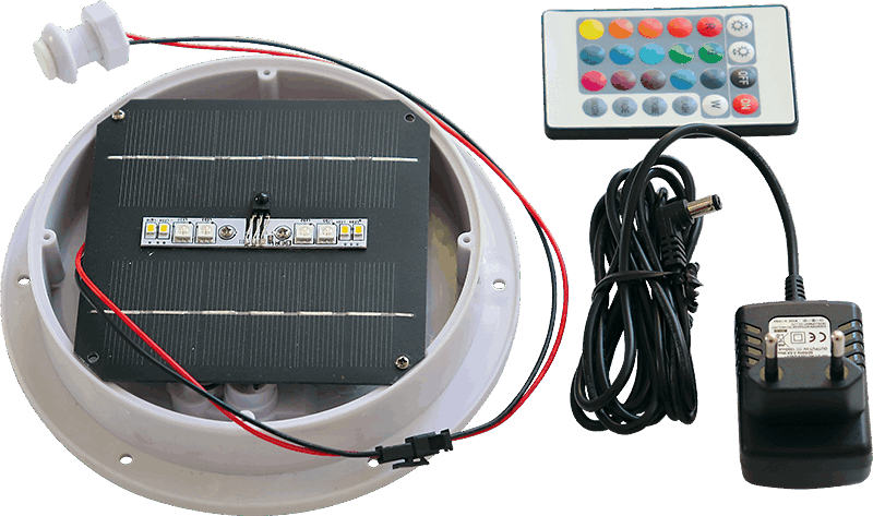 Complete RGB lighting kit with battery and solar charging