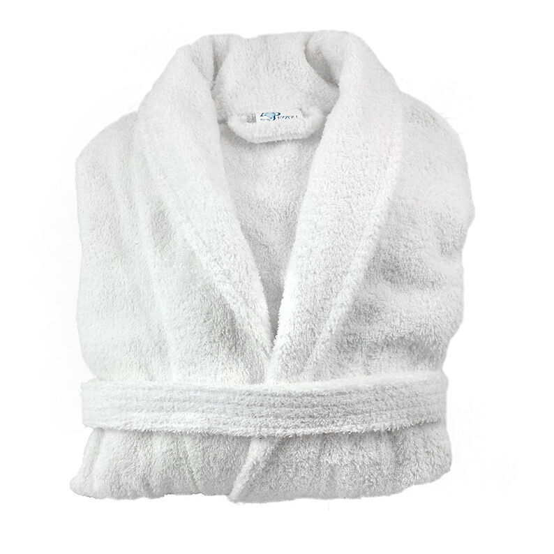 Luxury adult bathrobe white whit shawl collar in 100% terry cotton