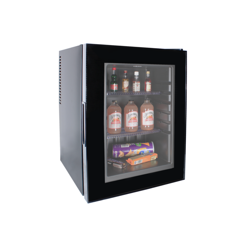 Peltier system minibar with glass door and black interior, 40 liter