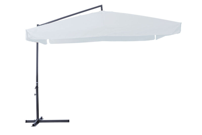 Square umbrella 3x3 m with steel lateral bracket, valance and crank opening