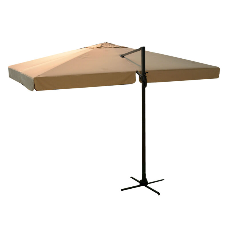 Square umbrella 3x3 m with aluminium lateral bracket, valance and crank opening