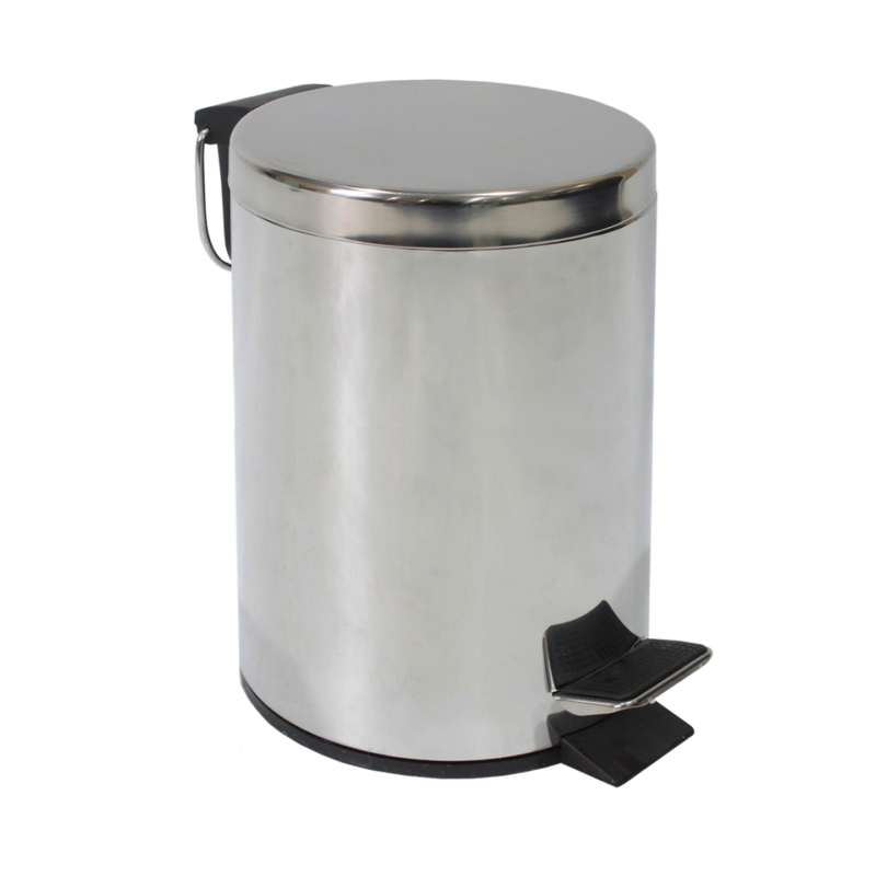 Stainless steel pedal bin with slow-closing function 5 liter