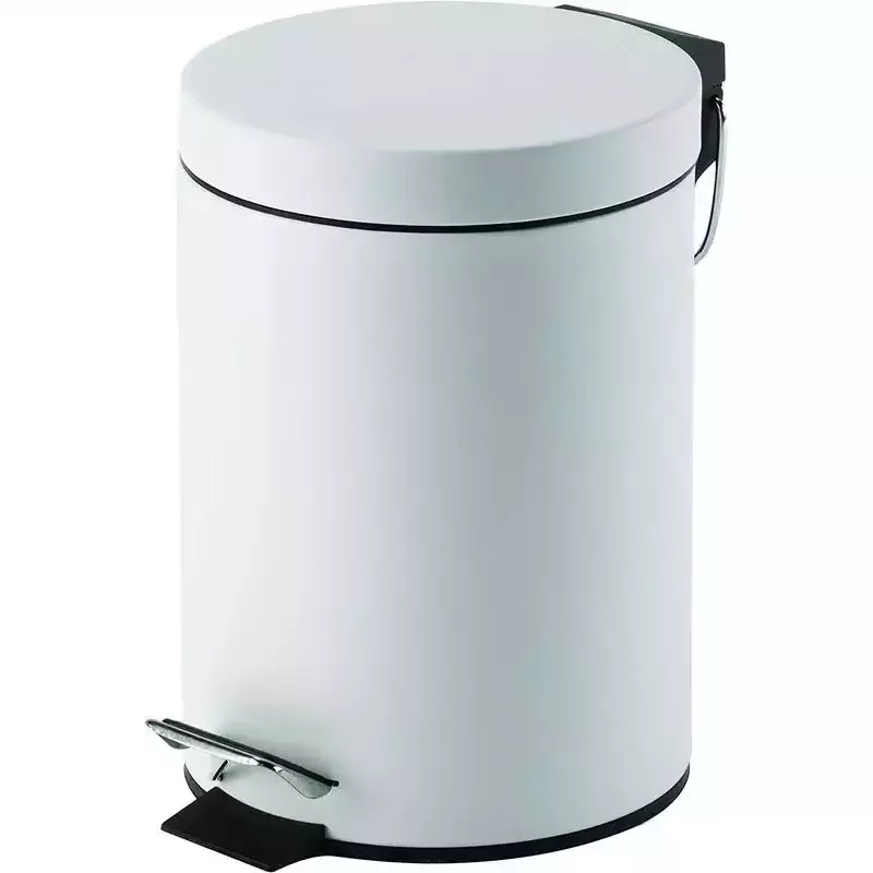 Round white pedal steel 3 liter base bin
