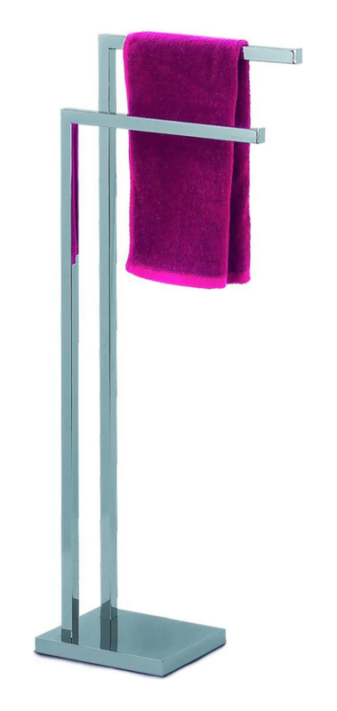 Double towel holder with square base