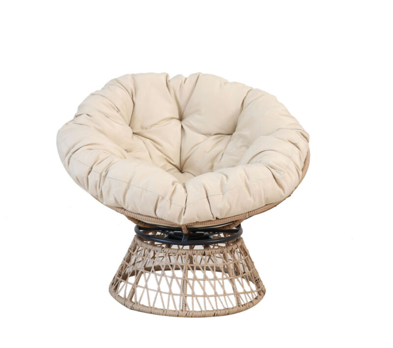 Steel and polyrattan armchair with cushion