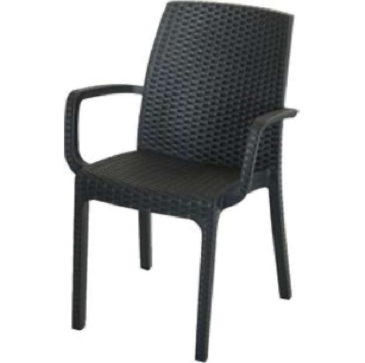 Polypropylene armchair with rattan effect and continuous backrest