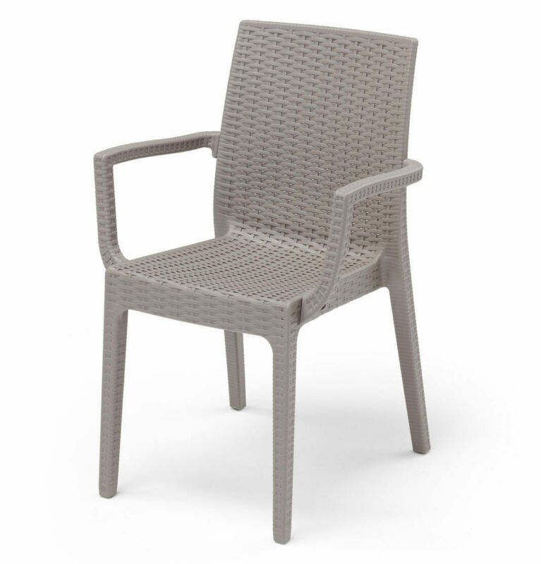Stackable polypropylene armchair Made in Italy rattan effect with continuous backrest