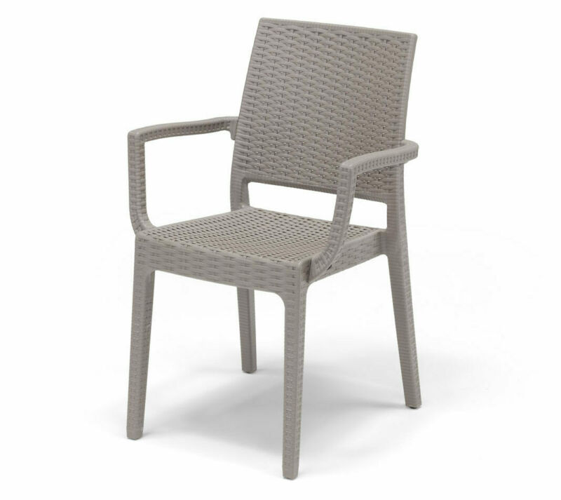 Stackable polypropylene armchair Made in Italy rattan effect with full backrest
