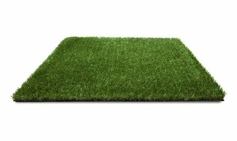 Green synthetic lawn with a grass pile height of 20 mm