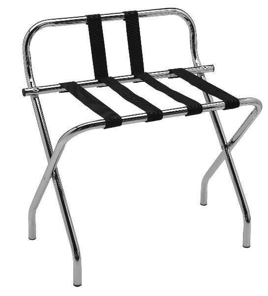 Luggage rack with foldable side rail and straps