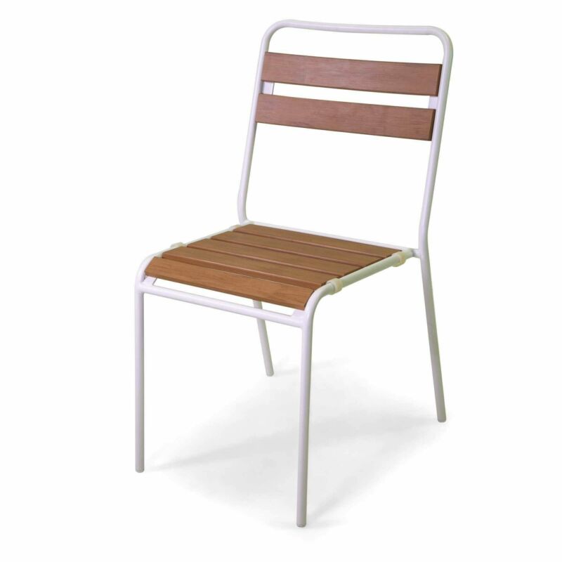 Sedia in metallo impilabile con seduta e schienale in polywood