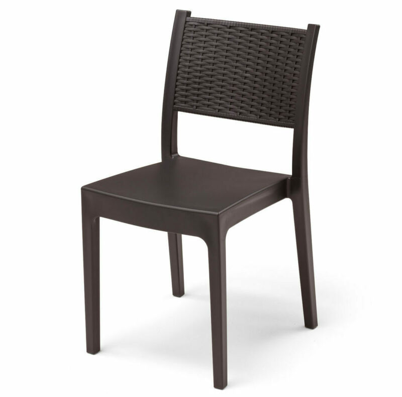 Stackable polypropylene chair Made in Italy smooth seat with rattan effect backrest