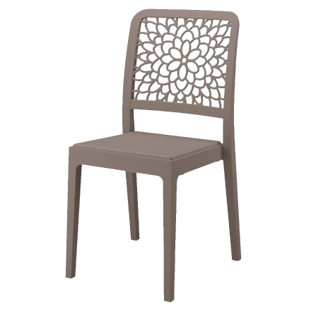 Stackable polypropylene chair Made in Italy smooth with floral mandala backrest