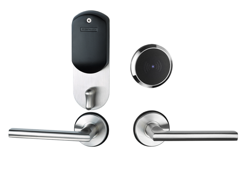 Minimal lock for hotel room metal finish with RFID