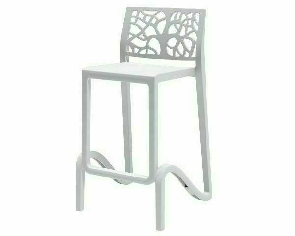 Stackable low polypropylene stool Made in Italy with curved backrest