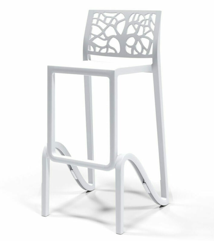 Stackable polypropylene stool Made in Italy with carved backrest