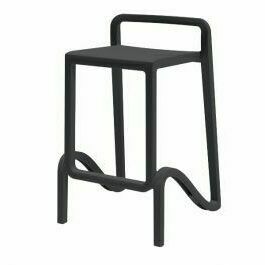 Stackable polypropylene low stool Made in Italy with low backrest