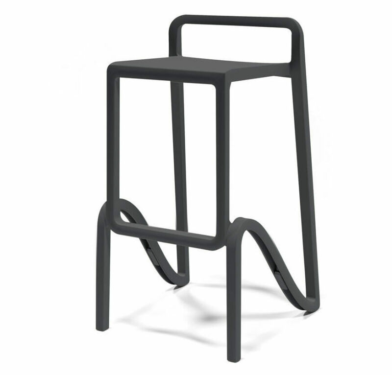 Stackable polypropylene stool Made in Italy with low backrest