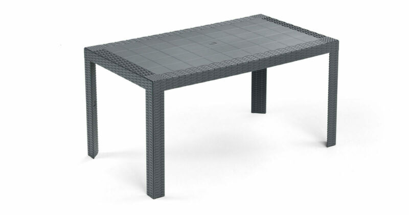 Tavolo quadrato 140x80 cm smontabile in polipropilene effetto rattan