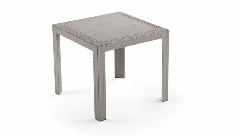 Square table 80x80 cm polypropylene with rattan effect and demountable