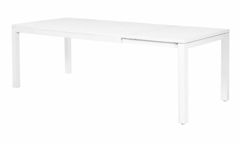 Rectangular aluminium table 160x90 cm side extension 4-6 seater