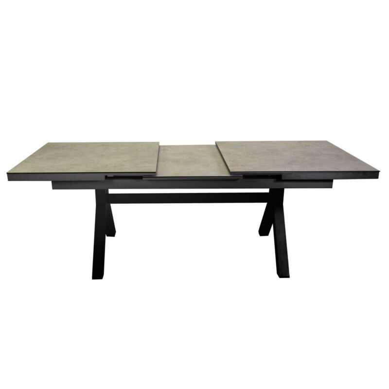 Tavolo rettangolare 180x100 cm ad allungamento centrale 6-8 posti in alluminio e HPL 6 mm