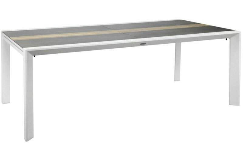 Tavolo rettangolare 200x104 cm ad allungamento centrale bicolore 6-10 posti in alluminio e HPL