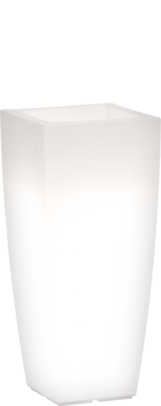 Vaso luminoso quadrato rastremato in polietilene satinato altezza 70 cm