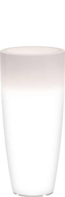 Vaso luminoso tondo rastremato in polietilene satinato altezza 70 cm