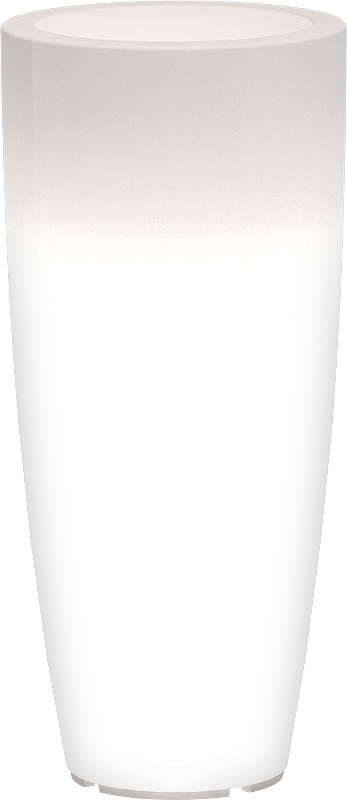 Vaso luminoso tondo rastremato in polietilene satinato altezza 90 cm