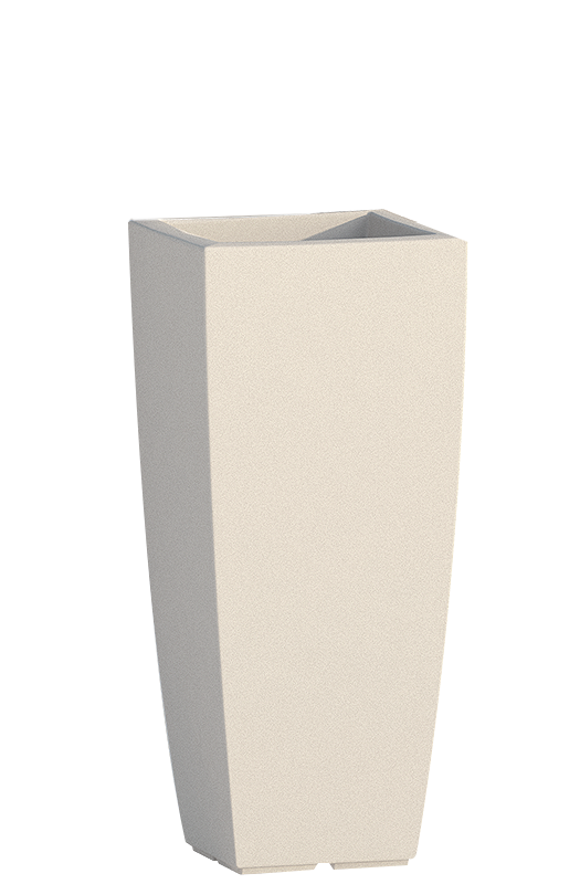 Vaso quadrato rastremato in polietilene satinato altezza 70 cm