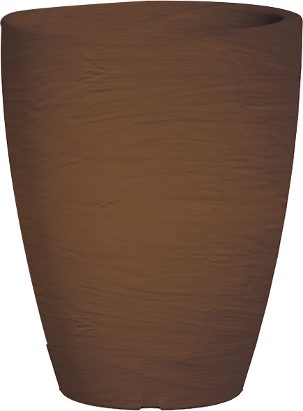 Vaso tondo rastremato in polietilene antichizzato altezza 38 cm