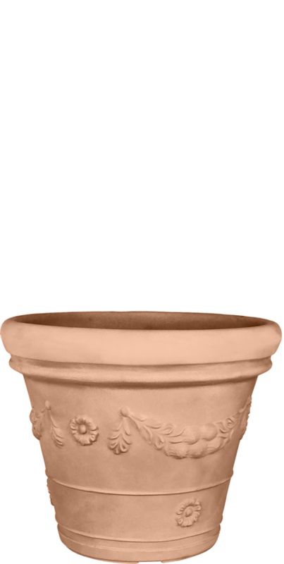 Vaso tradizionale tondo in polietilene satinato con doppio bordo e festone Ø 45 cm