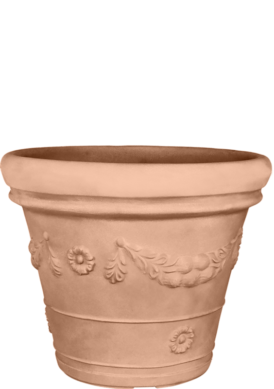 Vaso tradizionale tondo in polietilene satinato con doppio bordo e festone Ø 55 cm