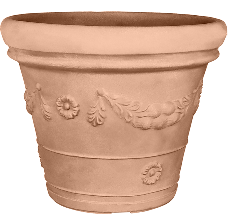 Vaso tradizionale tondo in polietilene satinato con doppio bordo e festone Ø 90 cm